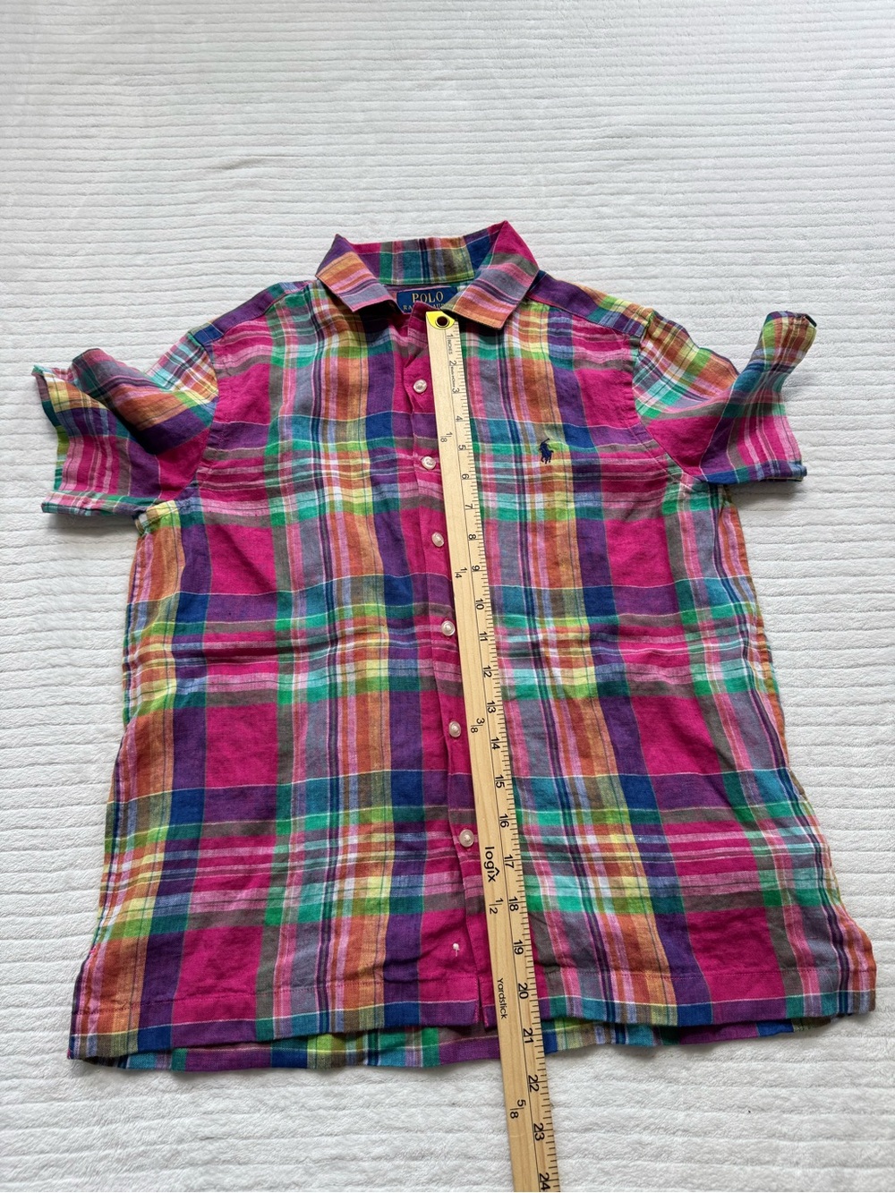 Polo by Ralph Lauren 100% Line Multicolor Plaid Short-Sleeve Button Shirt - Picture 8 of 11